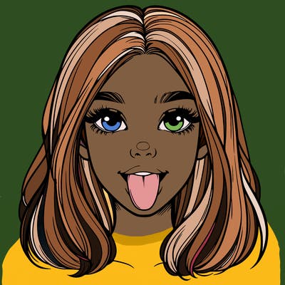 realistic girl with her tongue out