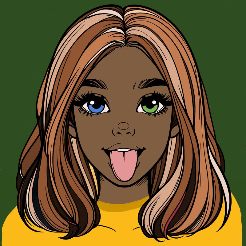 realistic girl with her tongue out