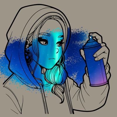 a realistic girl, spray painting