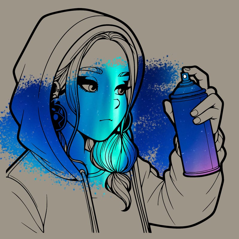 a realistic girl, spray painting