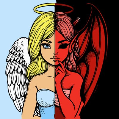 realistic angel half demon