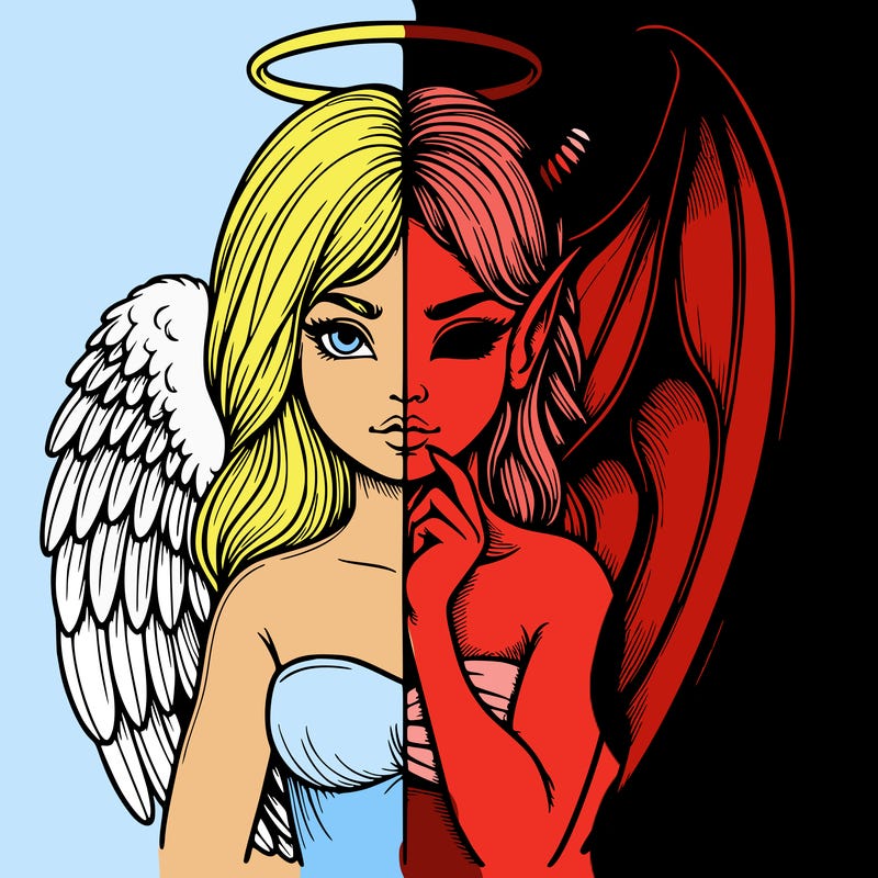 realistic angel half demon