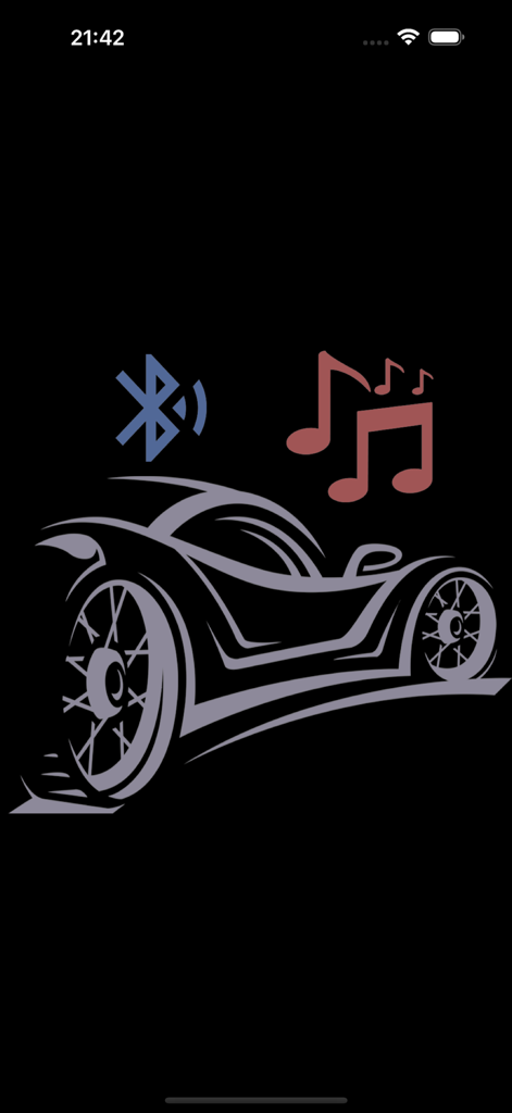 Bluetooth Car Audio Music Play - Car silhouette with bluetooth icon and musical notes