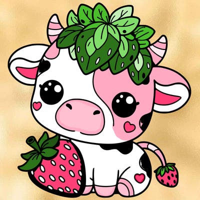 cute strawberry cow