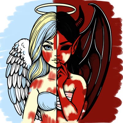 realistic angel half demon