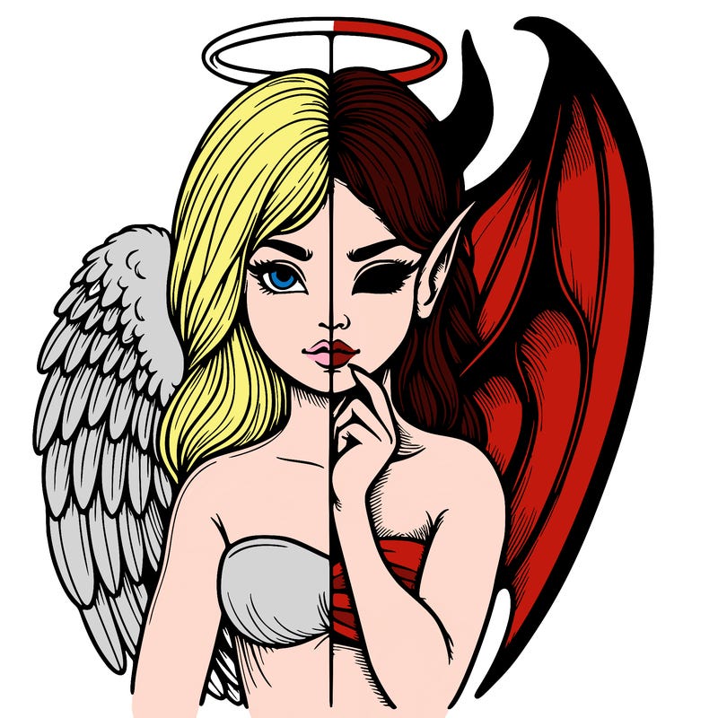 realistic angel half demon