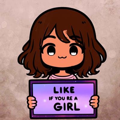 a cute girl holding a sign that says like if you’re a girl