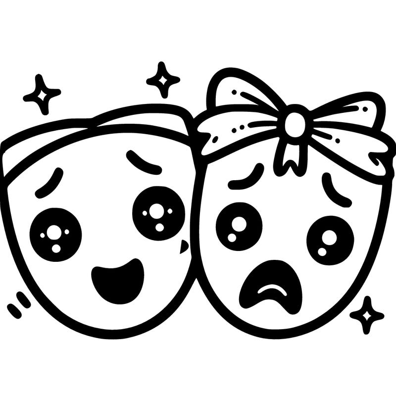 cute comedy tragedy masks