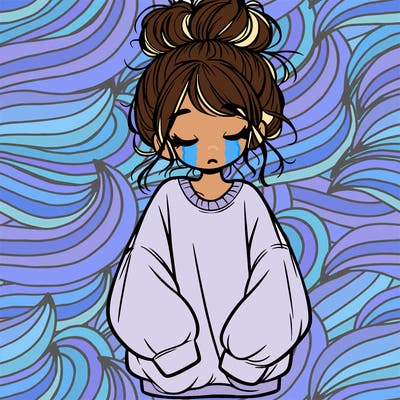 girl with baggy sweatshirt and messy bun