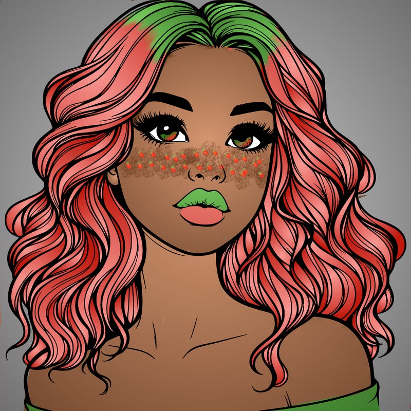 realistic girl with wavy hair and lips