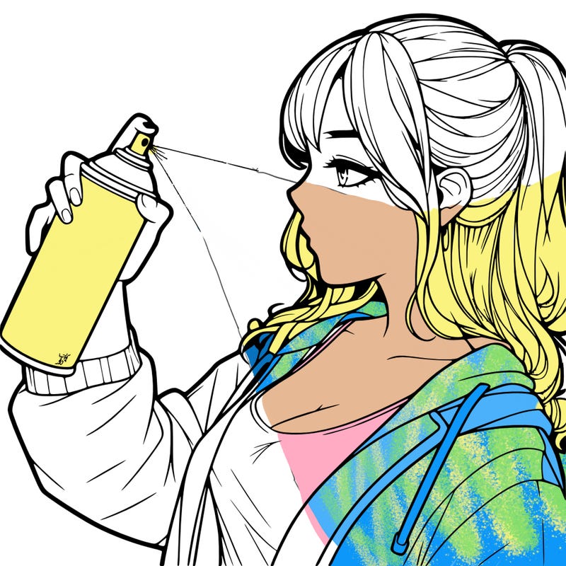 a realistic girl spray, painting
