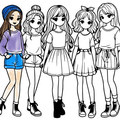 a group of five girls