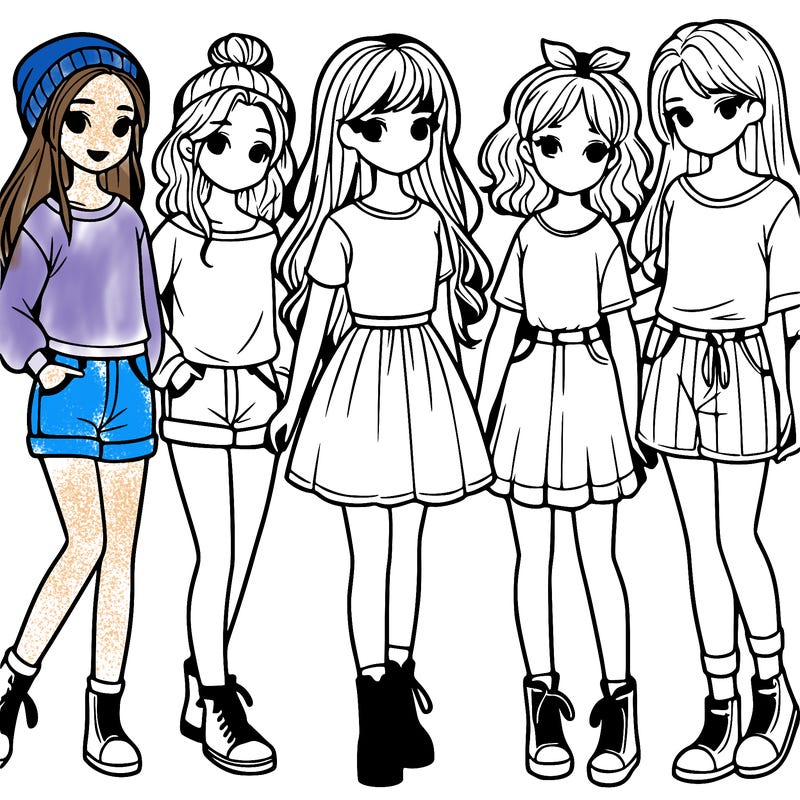 a group of five girls