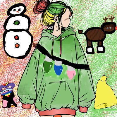 realistic girl with a oversized sweatshirt on and a bun