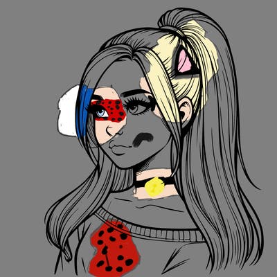 realistic girl with a high ponytail