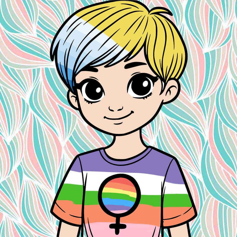 girl with pixie cut and feminist shirt