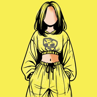 realistic girl faceless with baggy pants and a crop top