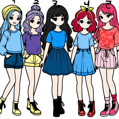 a group of five girls