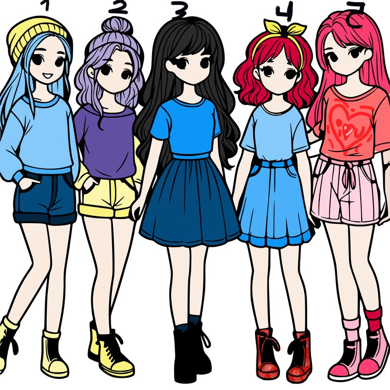 a group of five girls