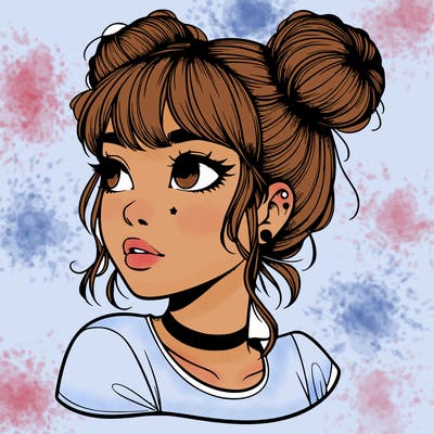 realistic girl with spacebuns
