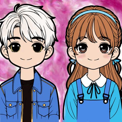 realistic boy and girl