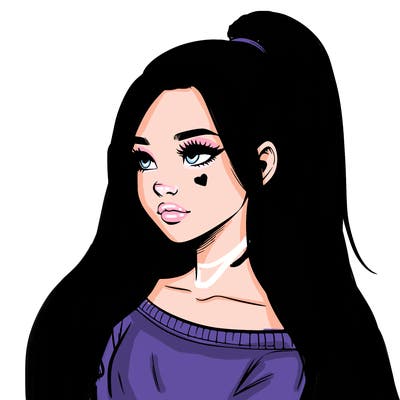 realistic girl with a high ponytail