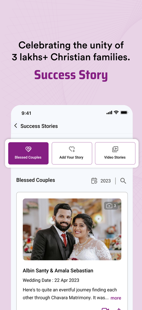 Chavara Christian Matrimony - Chavara Christian Matrimonyアプリでの結婚したカップルのサクセスストーリー