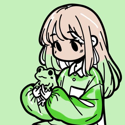girl with long hair and a oversized shirt. and she is holding a frog