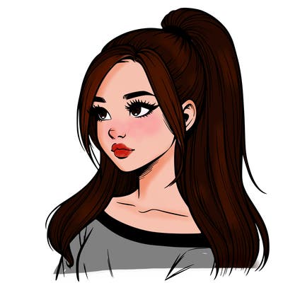 realistic girl with a high ponytail