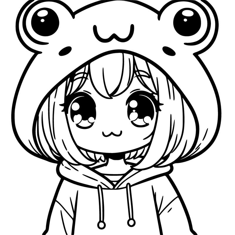 cute girl wearing a frog hoodie