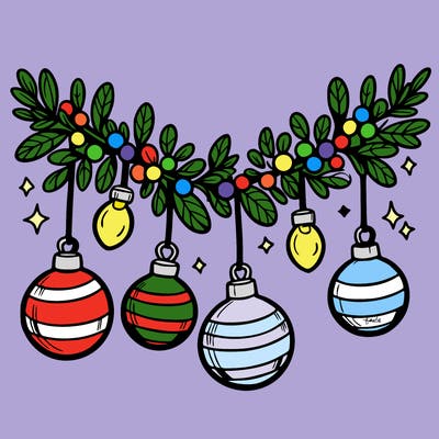 christmas garland with big bulbs