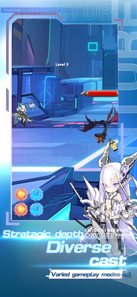 Anime-Charakter und futuristische Umgebung im Mobile Game Star Summoning-Place Adventure