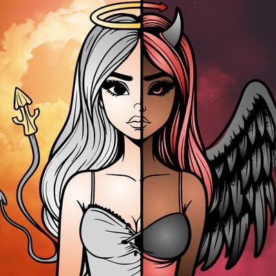 devil vs angel realistic girl