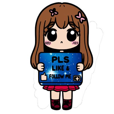 girl holding a sign that says pls like and follow me