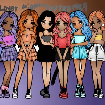 a group of girls realistic