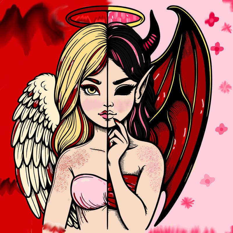 realistic angel half demon