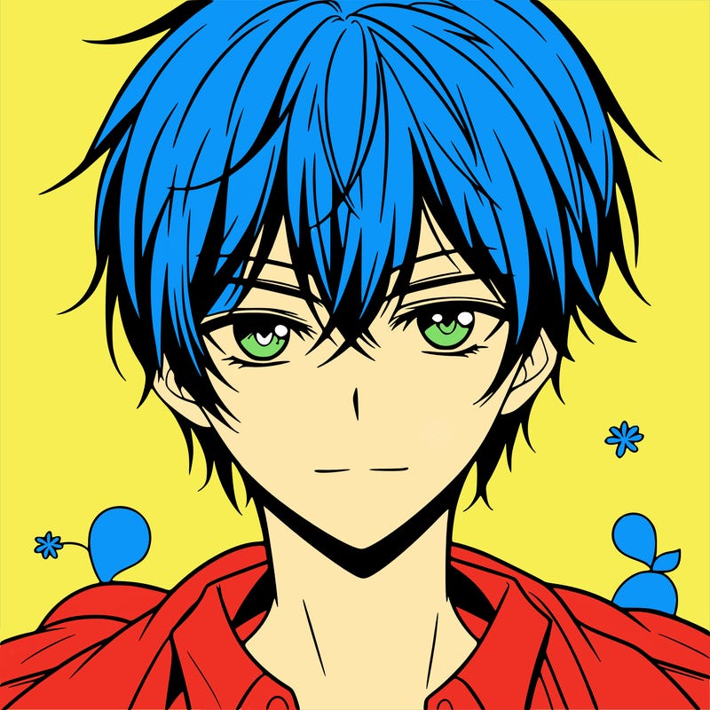 anima boy with handsome face