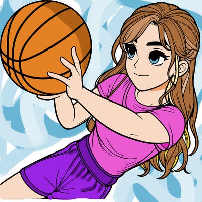 realistic girl playing basketball