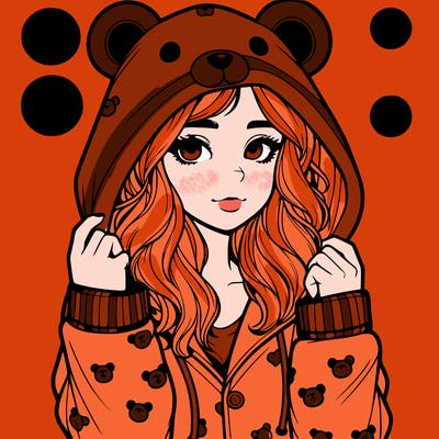 realistic girl in a animal pjs hoodie