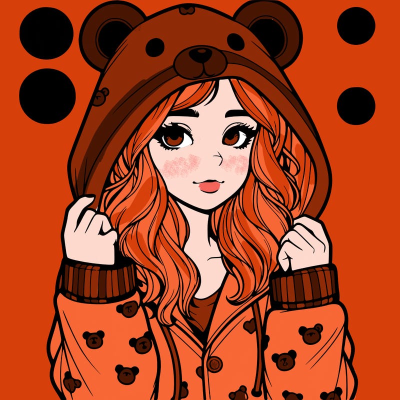 realistic girl in a animal pjs hoodie