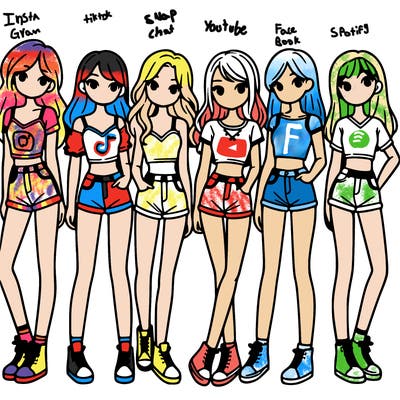 a group of girls wearing crop tops and shorts