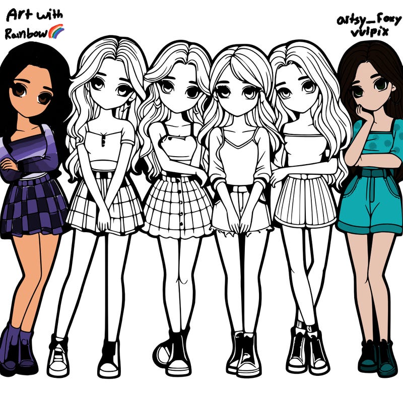 a group of girls realistic