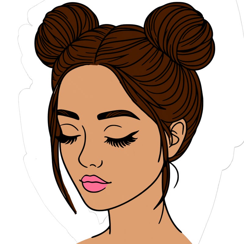 woman with hair buns