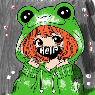 a cute teenage girl wearing a frog hoodie