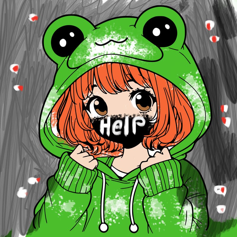 a cute teenage girl wearing a frog hoodie