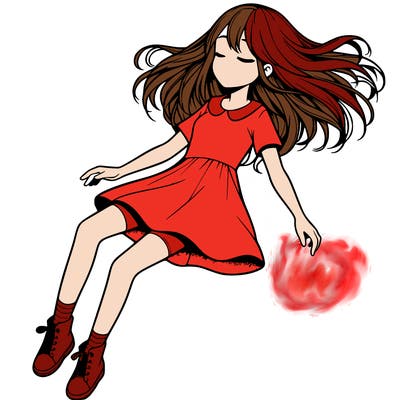 realistic girl floating