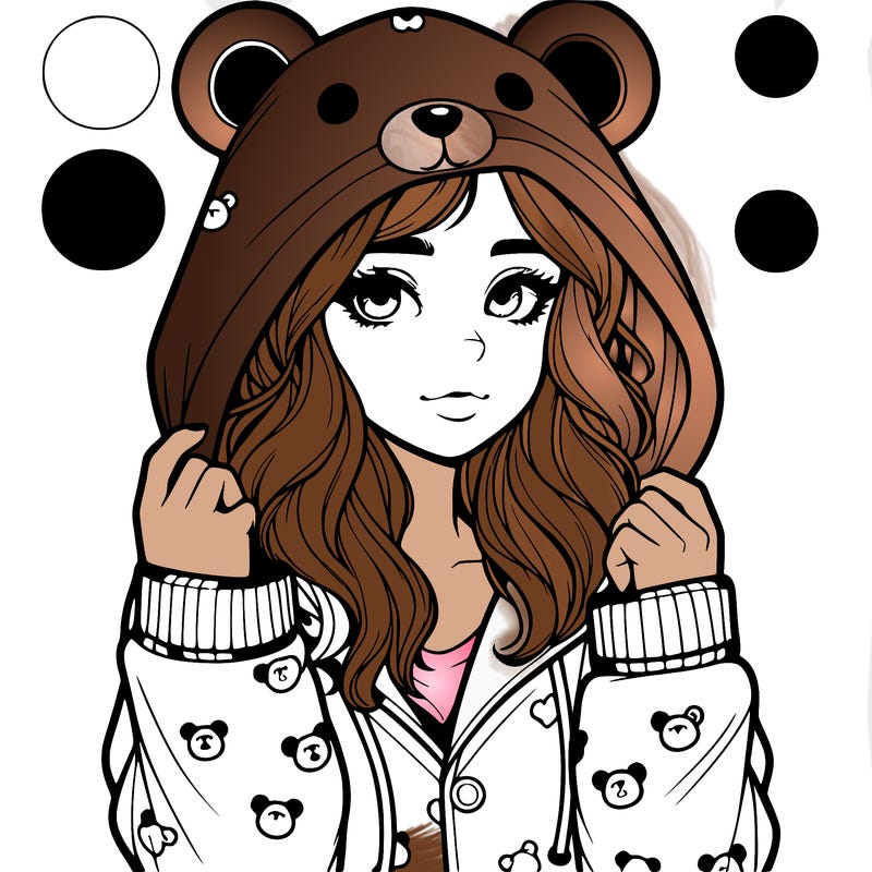 realistic girl in a animal pjs hoodie