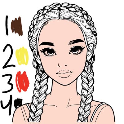 realistic girl with braids