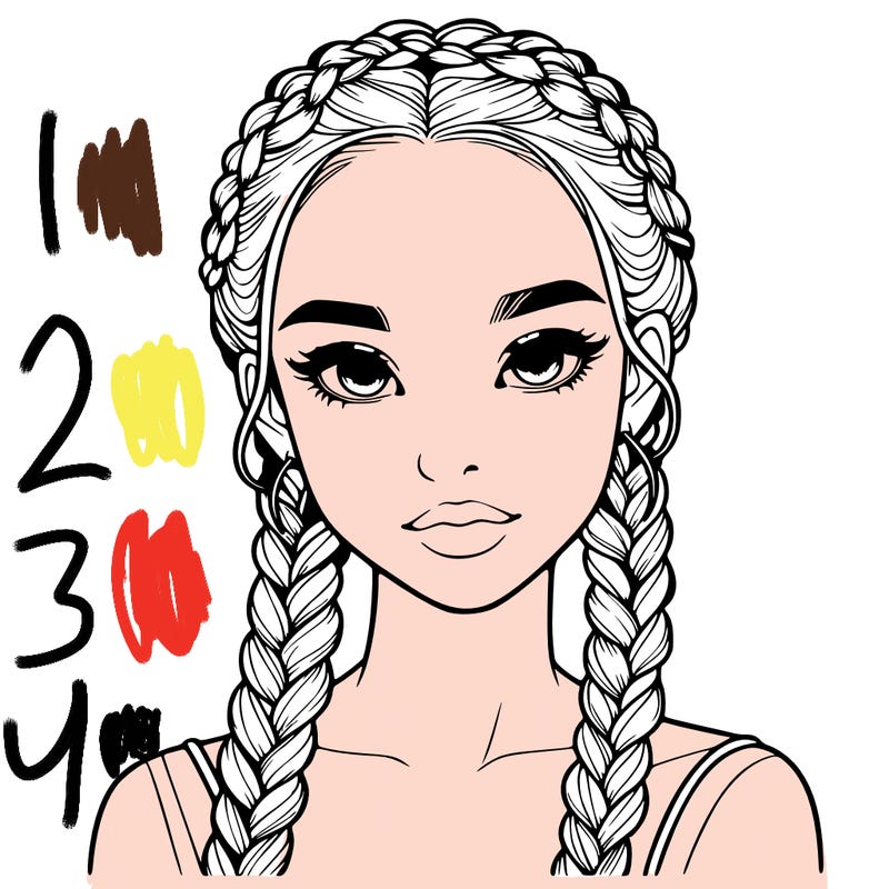 realistic girl with braids
