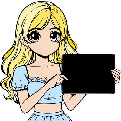 realistic pretty girl holding blank sign